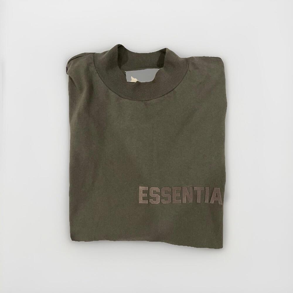 MINT FEAR OF GOD ESSENTIALS MOCK NECK MEDIUM DARK GREEN LONG SLEEVE SHIRT VGC!